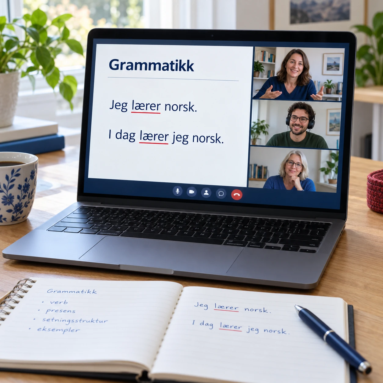 Online-Grammatikunterricht mit geteilter Tafel und mehreren Gruppenmitgliedern